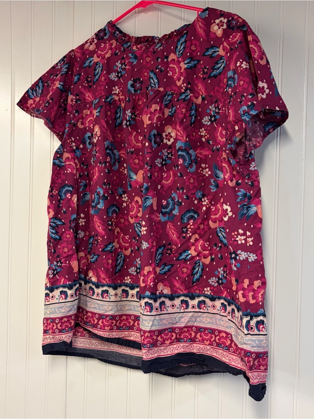 Lane Bryant Women's Floral Short-Sleeve Top - Raspberry Pink 16